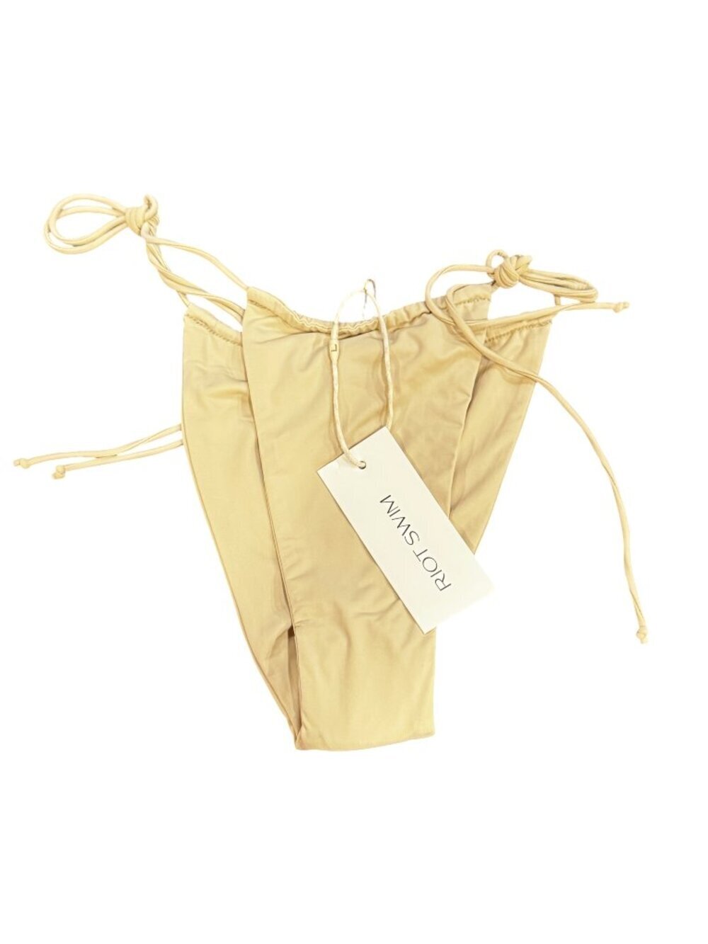 Riot Swim Bixi Bikini Bottom NWT Ivory Cream Tie Side Minimal Medium